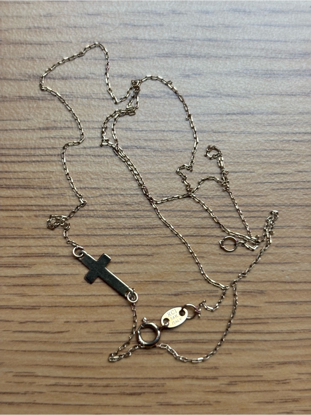 14K Gold Cross Necklace - Italy